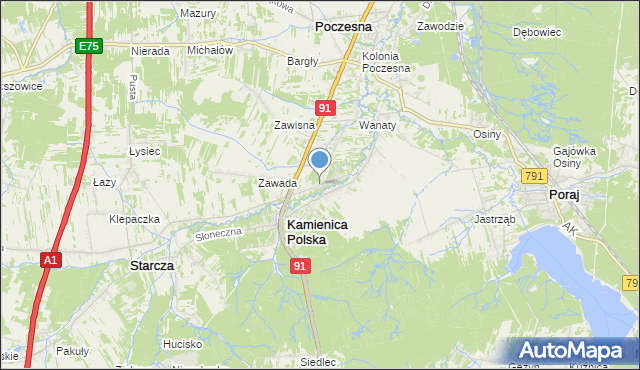 mapa Zawada Pierwsza, Zawada Pierwsza na mapie Targeo